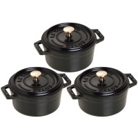 Staub 3 pcs. set La Cocotte round Ø 14 cm, black,...