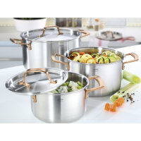 Spring - Gourmet rose gold saucepan set 4 pieces,...