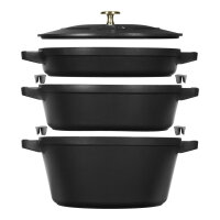 Staub - cookware set, 3-piece, round, black, 40508-386