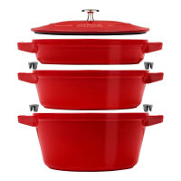 Staub - cookware set, 3-piece, round, cherry, 40508-387