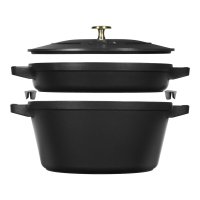 Staub Kochtopfset, 2-tlg., rund, Schwarz, 40508-383 /...
