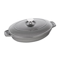 Staub - Oval hot plate, 23 x 17 cm, graphite grey,...