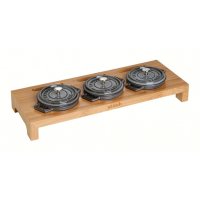 Staub Servierbrett Bambus für 3 runde Mini Cocottes,...