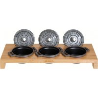 Staub Servierbrett Bambus für 3 runde Mini Cocottes,...