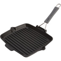 Staub - Grill with silicone handle, 24 x 24 cm, black,...